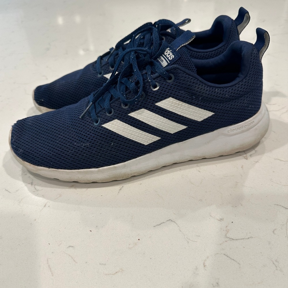 Adidas Cloudfoam Comfort Mens Navy Blue White Mesh Running Shoes B96566 Size 9.5